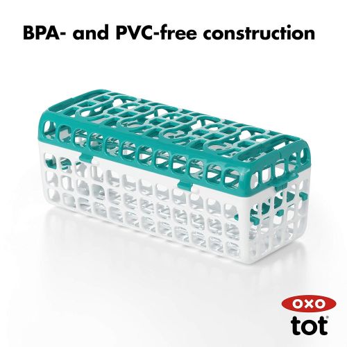 옥소 [아마존베스트]OXO Tot Dishwasher Basket for Bottle Parts & Accessories, Teal