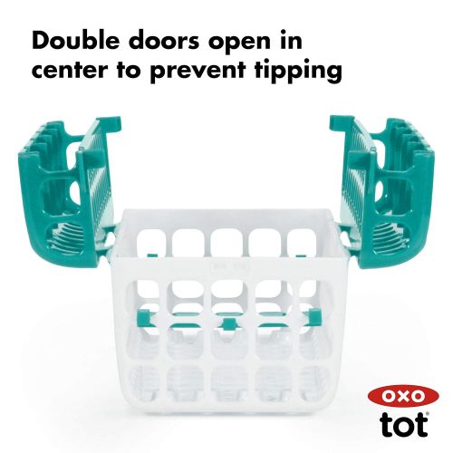 옥소 [아마존베스트]OXO Tot Dishwasher Basket for Bottle Parts & Accessories, Teal