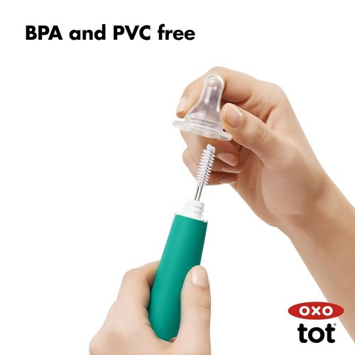 옥소 [아마존베스트]OXO Tot Bottle Brush with Nipple Cleaner and Stand, Teal