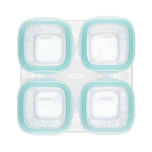 옥소 [아마존베스트]OXO Tot Glass Baby Blocks Food Storage Containers, Teal, 4 oz