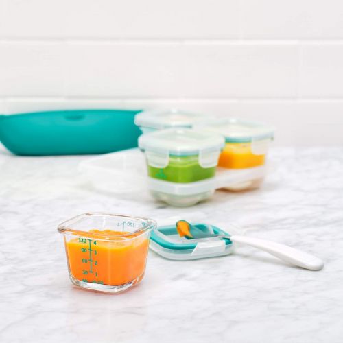 옥소 [아마존베스트]OXO Tot Glass Baby Blocks Food Storage Containers, Teal, 4 oz