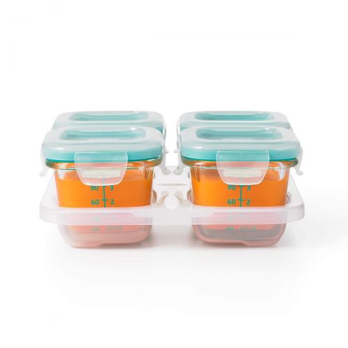 옥소 [아마존베스트]OXO Tot Glass Baby Blocks Food Storage Containers, Teal, 4 oz