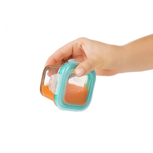 옥소 [아마존베스트]OXO Tot Glass Baby Blocks Food Storage Containers, Teal, 4 oz