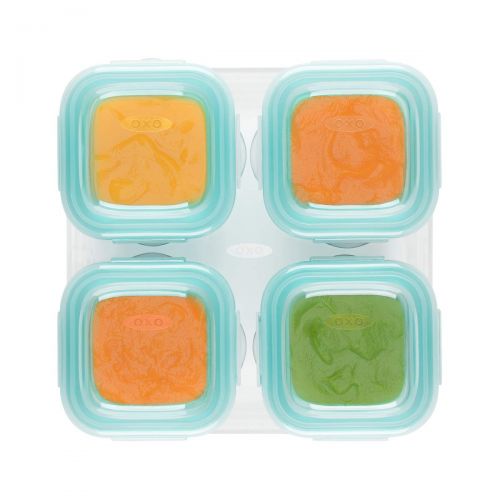 옥소 [아마존베스트]OXO Tot Glass Baby Blocks Food Storage Containers, Teal, 4 oz