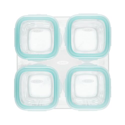 옥소 [아마존베스트]OXO Tot Glass Baby Blocks Food Storage Containers, Teal, 4 oz