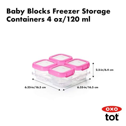 옥소 [아마존베스트]OXO Tot Baby Blocks Food Storage Containers, Pink, 4 oz