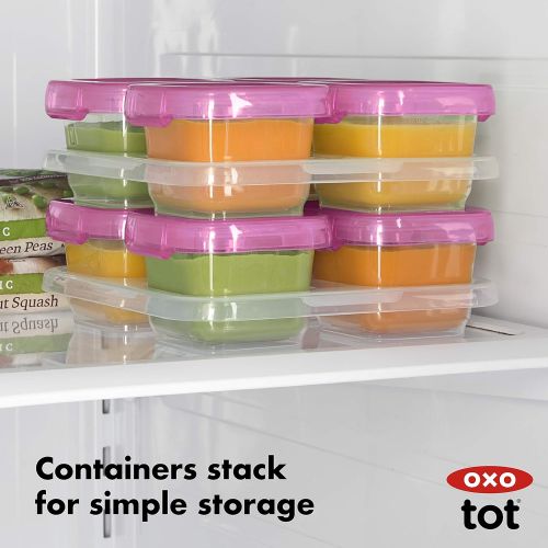 옥소 [아마존베스트]OXO Tot Baby Blocks Food Storage Containers, Pink, 4 oz