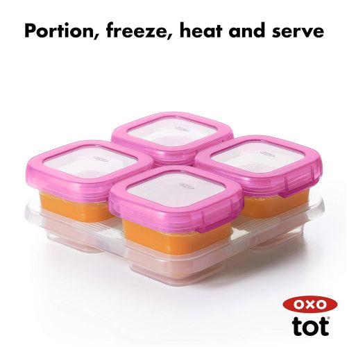 옥소 [아마존베스트]OXO Tot Baby Blocks Food Storage Containers, Pink, 4 oz