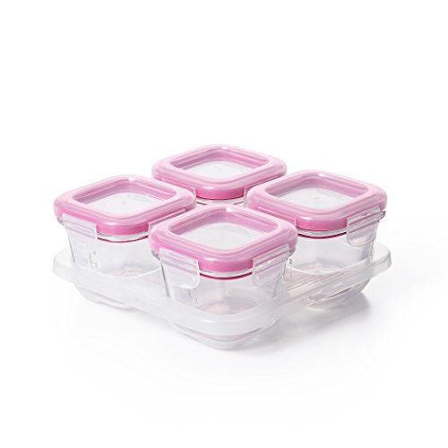 옥소 [아마존베스트]OXO Tot Glass Baby Blocks Food Storage Containers, Pink, 4 oz