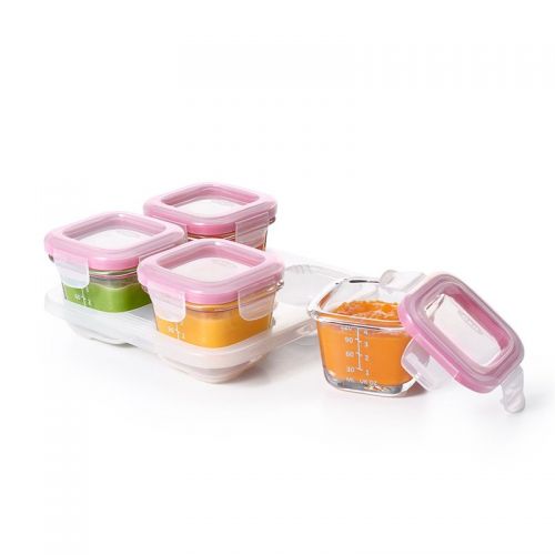 옥소 [아마존베스트]OXO Tot Glass Baby Blocks Food Storage Containers, Pink, 4 oz