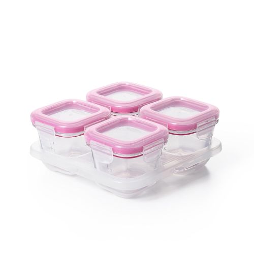 옥소 [아마존베스트]OXO Tot Glass Baby Blocks Food Storage Containers, Pink, 4 oz