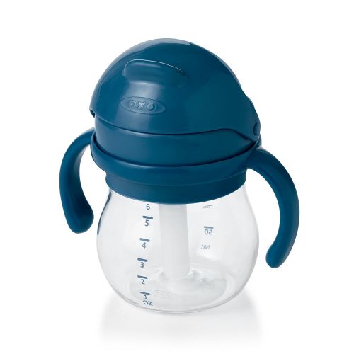 옥소 [아마존베스트]OXO Tot Transitions Straw Cup with Removable Handles, Navy, 6 Ounce