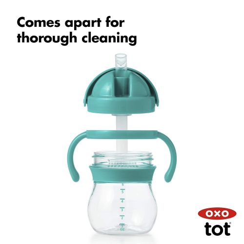 옥소 [아마존베스트]OXO Tot Transitions Straw Cup with Removable Handles, Teal, 6 Ounce