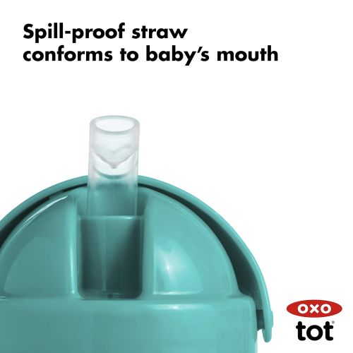 옥소 [아마존베스트]OXO Tot Transitions Straw Cup with Removable Handles, Teal, 6 Ounce