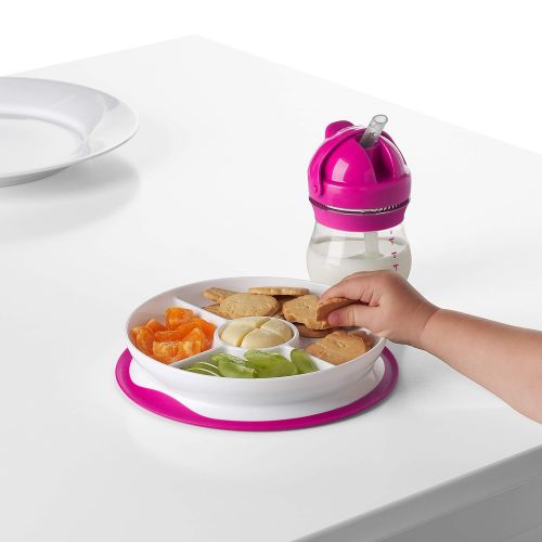 옥소 [아마존베스트]OXO Tot Stick & Stay Suction Divided Plate, Pink