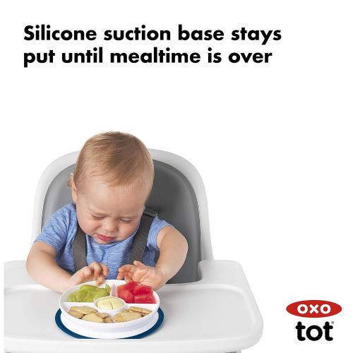 옥소 [아마존베스트]OXO Tot Stick & Stay Suction Divided Plate, Navy