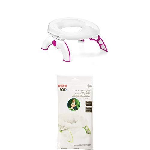 옥소 [아마존베스트]OXO Tot 2-in-1 Go Potty for Travel in Pink and Go Potty Refill Bags, 10 Count