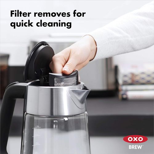 옥소 OXO 8710300 Cordless Glass Electric Kettle, 175 L, Clear