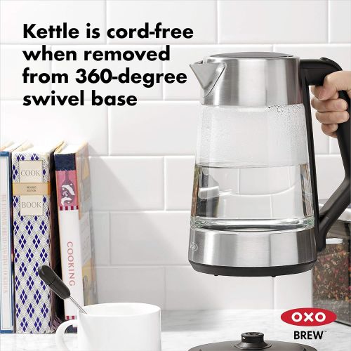 옥소 OXO 8710300 Cordless Glass Electric Kettle, 175 L, Clear