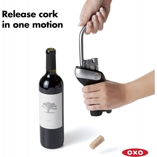 옥소 OXO Steel Vertical Lever Corkscrew with Removable Foil Cutter