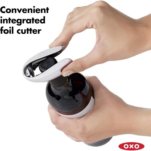 옥소 OXO Steel Vertical Lever Corkscrew with Removable Foil Cutter