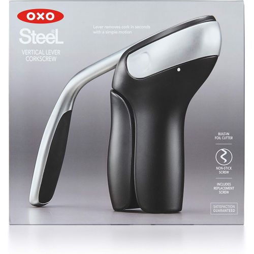 옥소 OXO Steel Vertical Lever Corkscrew with Removable Foil Cutter