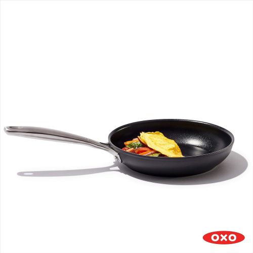 옥소 OXO Good Grips Pro Hard Anodized PFOA-Free Nonstick 8 Frying Pan Skillet, Dishwasher Safe, Oven Safe, Stainless Steel Handle, Black