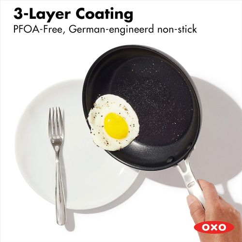 옥소 OXO Good Grips Pro Hard Anodized PFOA-Free Nonstick 8 Frying Pan Skillet, Dishwasher Safe, Oven Safe, Stainless Steel Handle, Black