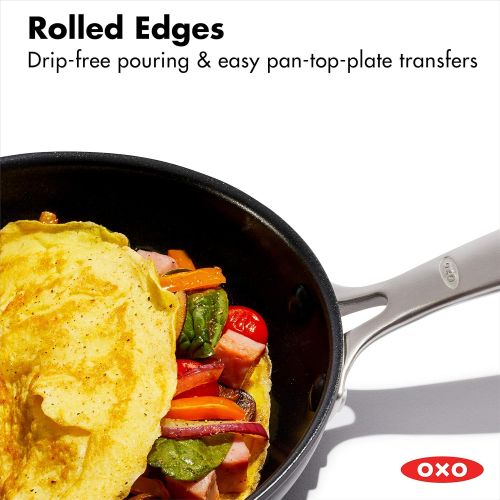 옥소 OXO Good Grips Pro Hard Anodized PFOA-Free Nonstick 8 Frying Pan Skillet, Dishwasher Safe, Oven Safe, Stainless Steel Handle, Black