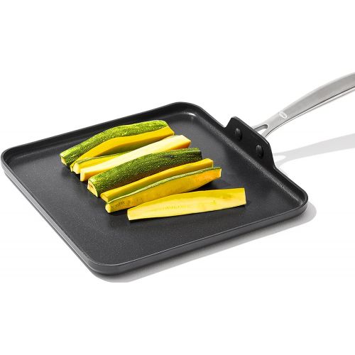 옥소 OXO Good Grips Pro Hard Anodized PFOA-Free Nonstick 11 Griddle Pan, Dishwasher Safe, Oven Safe, Stainless Steel Handle, Black