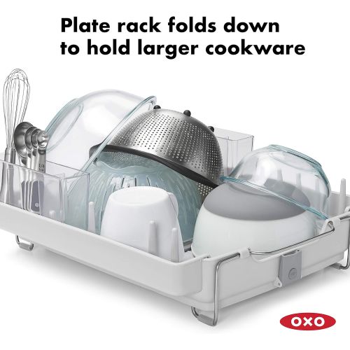 옥소 OXO Good Grips Convertible Foldaway Dish Rack, Stainless Steel