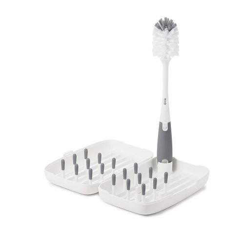 옥소 OXO Tot On-The-Go Drying Rack & Bottle Brush with Bristled Cleaner- Gray