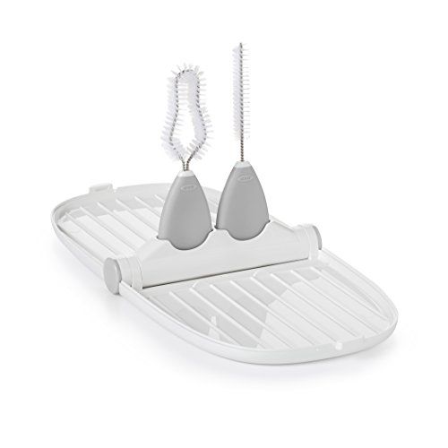 옥소 OXO Tot Breast Pump Parts Compact Drying Rack with Detail Brushes, Gray