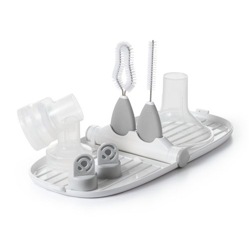 옥소 OXO Tot Breast Pump Parts Compact Drying Rack with Detail Brushes, Gray