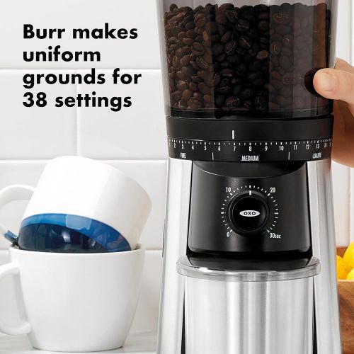 옥소 OXO Conical Burr Coffee Grinder with 4 oz Silver Canyon Coffee: Kitchen & Dining