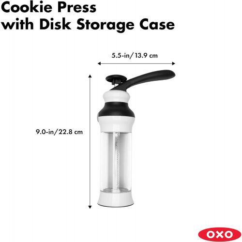 옥소 OXO 1257580 Good Grips Cookie Press with Stainless Steel Disks and Storage Case, White, 100: Kitchen & Dining