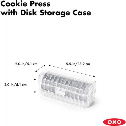 옥소 OXO 1257580 Good Grips Cookie Press with Stainless Steel Disks and Storage Case, White, 100: Kitchen & Dining