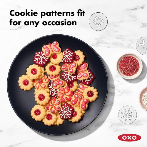 옥소 OXO 1257580 Good Grips Cookie Press with Stainless Steel Disks and Storage Case, White, 100: Kitchen & Dining