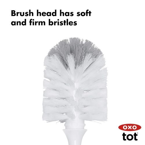 옥소 OXO Tot Bottle Brush with Nipple Cleaner and Stand, Gray