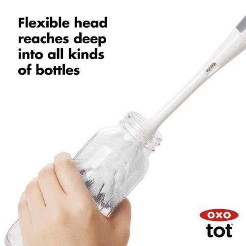 옥소 OXO Tot Bottle Brush with Nipple Cleaner and Stand, Gray