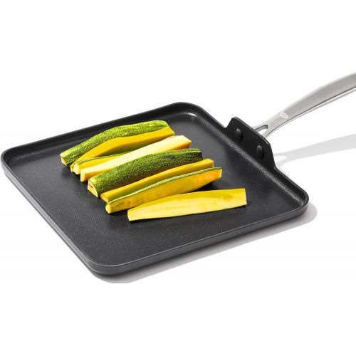 옥소 OXO Good Grips Pro Hard Anodized PFOA-Free Nonstick 11 Griddle Pan, Dishwasher Safe, Oven Safe, Stainless Steel Handle, Black