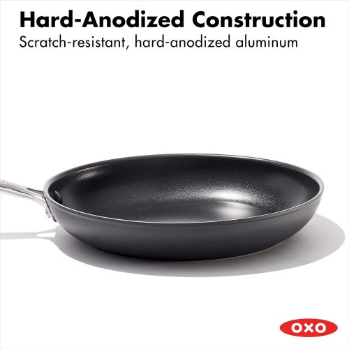 옥소 OXO Good Grips Pro Hard Anodized PFOA-Free Nonstick 10 Frying Pan Skillet, Dishwasher Safe, Oven Safe, Stainless Steel Handle, Black