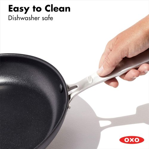 옥소 OXO Good Grips Pro Hard Anodized PFOA-Free Nonstick 10 Frying Pan Skillet, Dishwasher Safe, Oven Safe, Stainless Steel Handle, Black