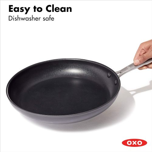 옥소 OXO Good Grips Pro Hard Anodized PFOA-Free Nonstick 12 Frying Pan Skillet, Dishwasher Safe, Oven Safe, Stainless Steel Handle, Black