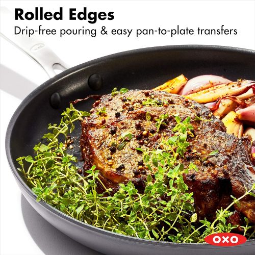 옥소 OXO Good Grips Pro Hard Anodized PFOA-Free Nonstick 12 Frying Pan Skillet, Dishwasher Safe, Oven Safe, Stainless Steel Handle, Black