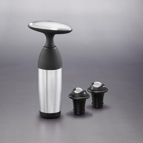옥소 [아마존베스트]OXO SteeL Vacuum Wine Saver and Preserver with Two Stoppers,Silver