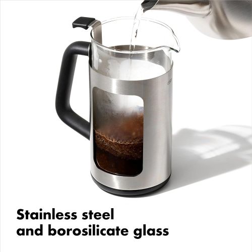 옥소 [아마존베스트]OXO Brew French Press with GroundsLifter, One Size, Steel