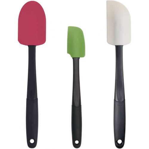 옥소 [무료배송]OXO Good Grips 3-piece Silicone Spatula Set, Raspberry/White/Green, 12-Inch