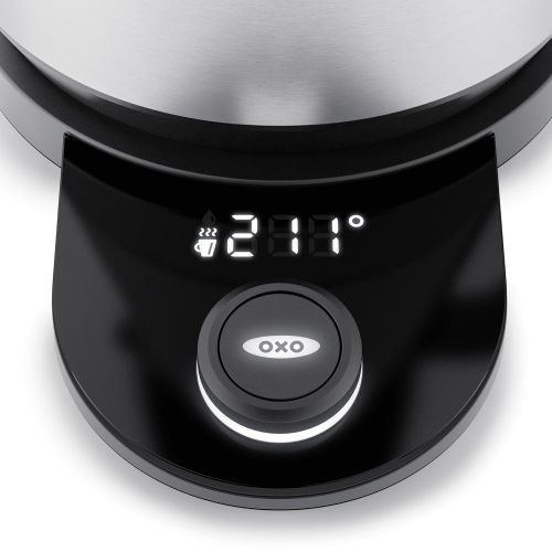 옥소 OXO On Cordless Glass Adjustable Temperature Electric Kettle, Stainless Steel
