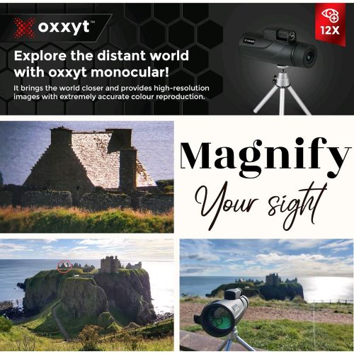  [아마존베스트]Oxxyt Monocular Telescope 12X50, BAK4 Prism, FMC Lens, Perfect for Outdoor Bird Watching, Monocular Telescope for Smartphone with Phone Holder & Tripod, Monoculars for Adults High